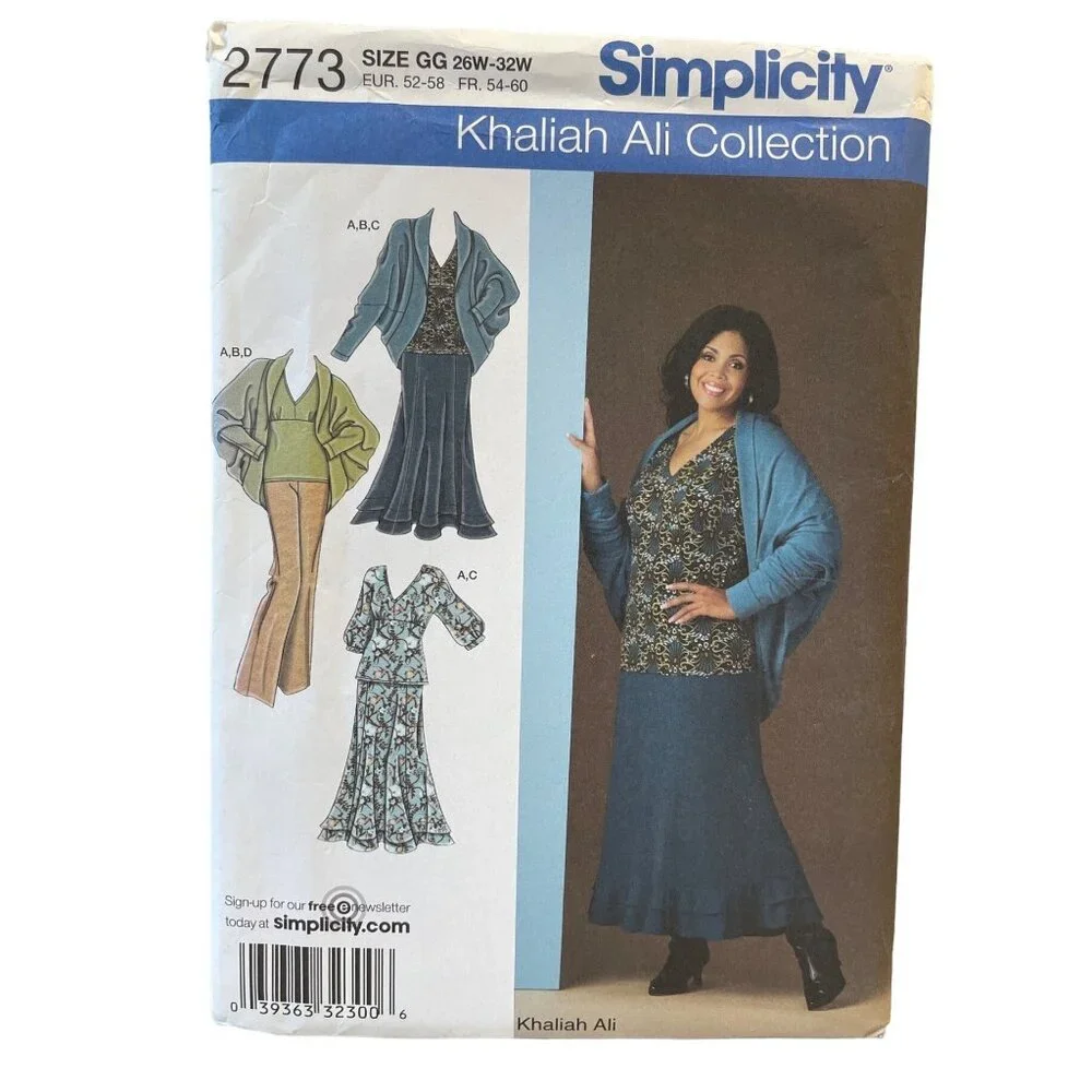 Simplicity Sewing Pattern 2773 KHALIAH ALI Pants Skirt Top Jacket Womens 26W-32W